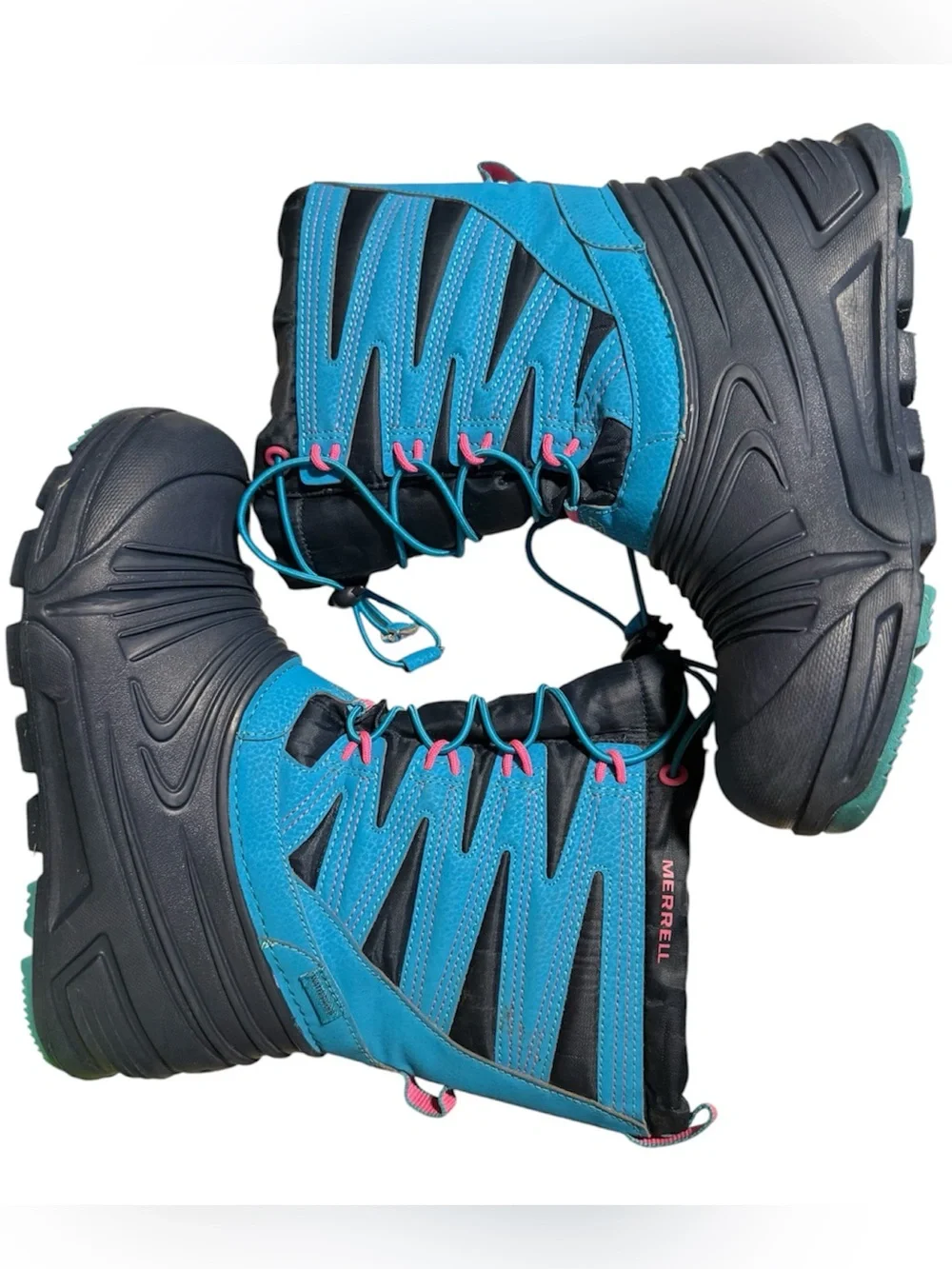 Merrell Kids Snow Quest Warm Turquoise and Black Insulated Winter Boots - 4